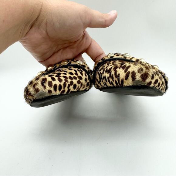 Rebecca Minkoff Ira Studded Calf Hair Pointed Toe Flats Cheetah Print Sz 9 Glam - Picture 7 of 14